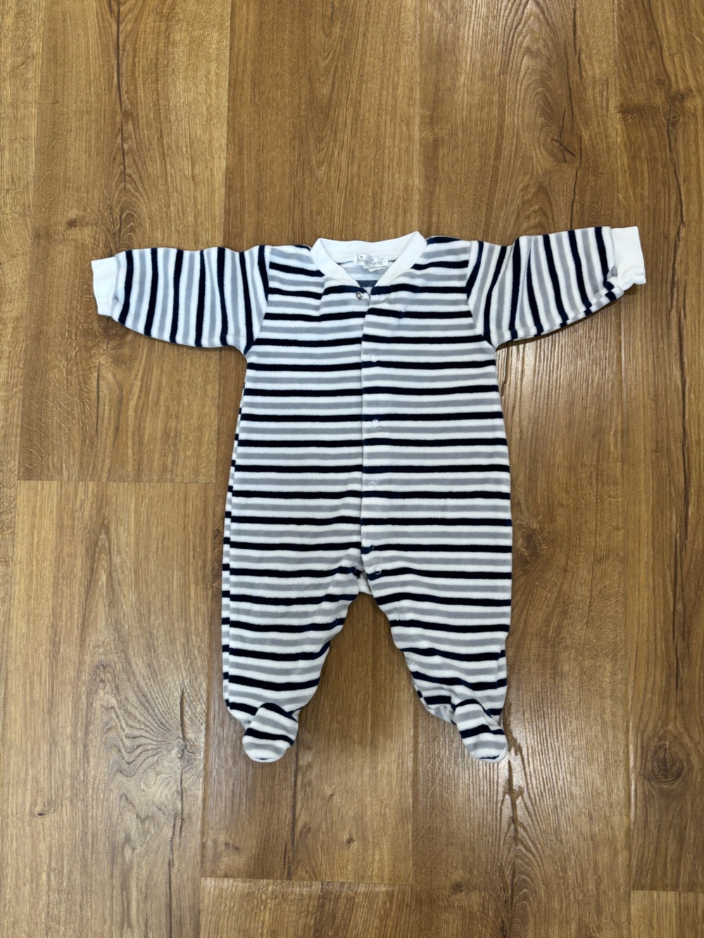 Kissy Kissy Striped Velour Snap Onesie